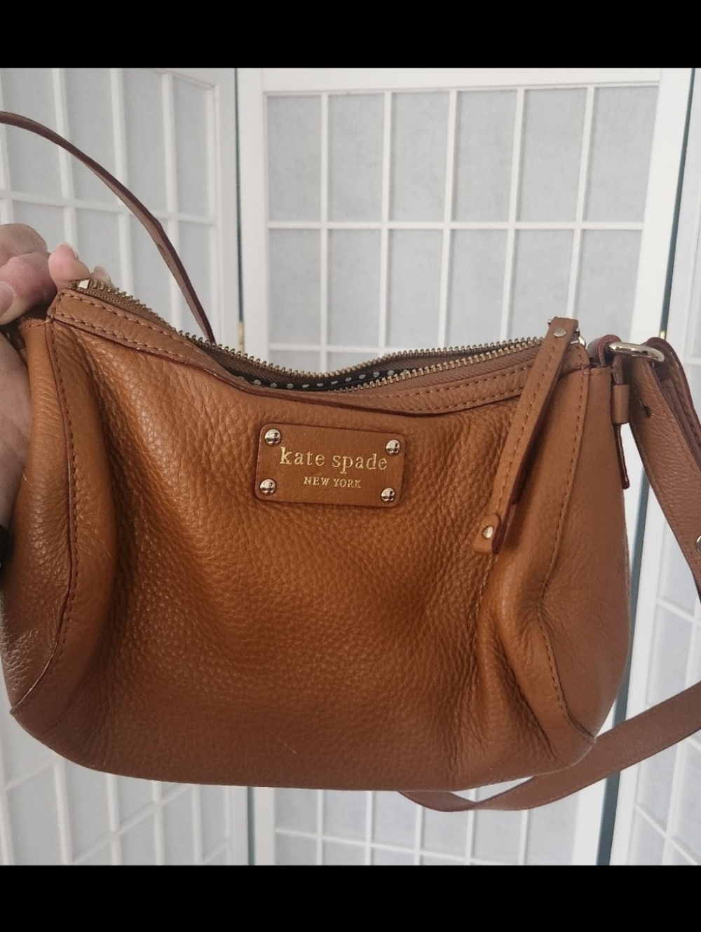 kate spade Tan Pebbled Leather Crossbody with Gold Hardware